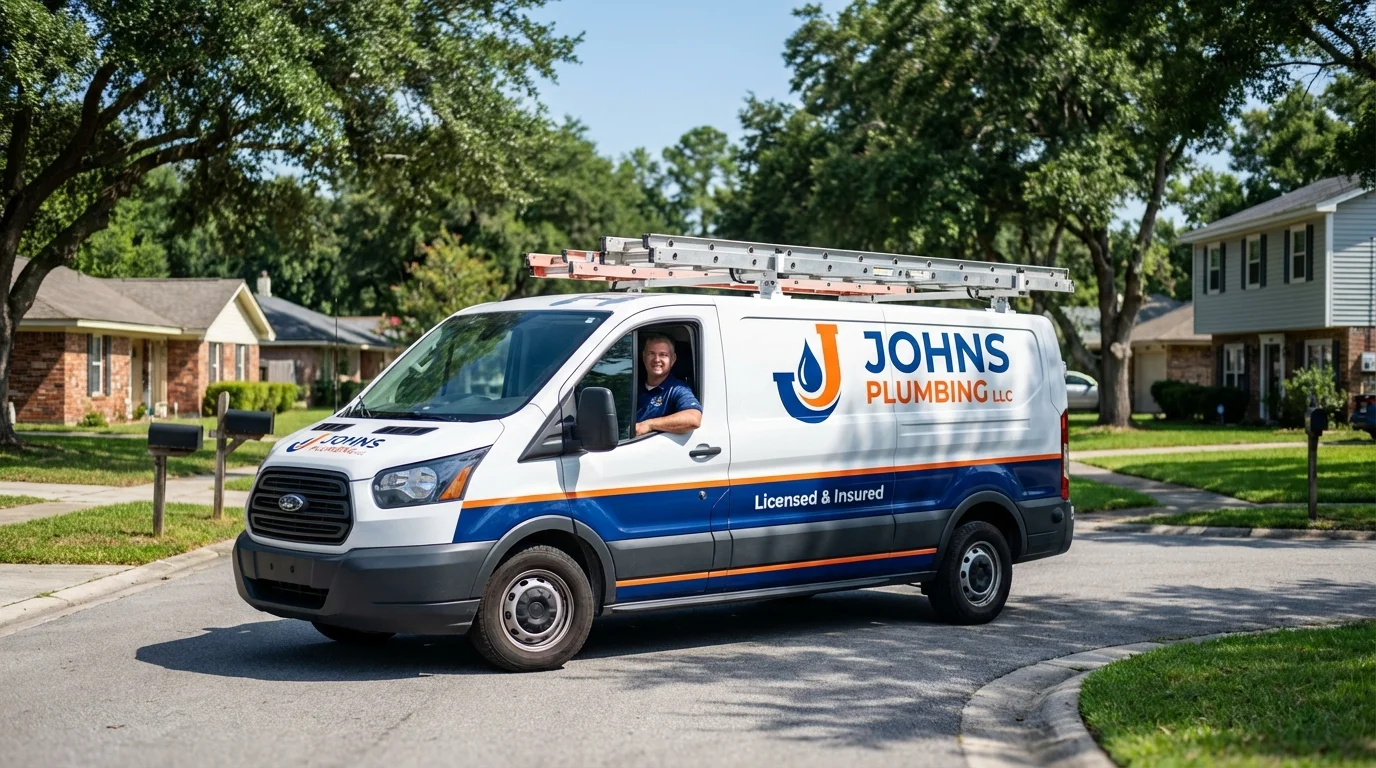 Johns Plumbing LLC service van in Pembroke, GA