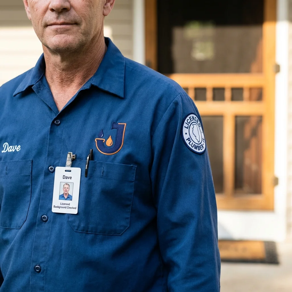 Licensed plumber showing ID badge in Pembroke, GA